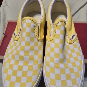 Vans Kids Yellow Checkered Slip-On Shoes